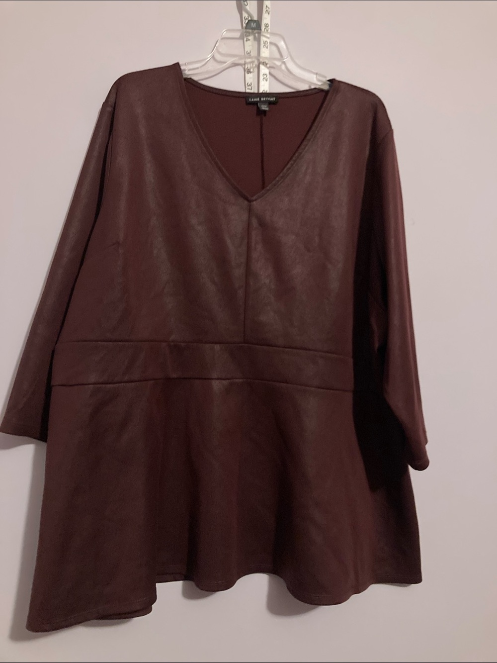 Lane Bryant Faux-Leather Peplum Tunic - Burgundy